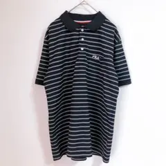 【FILA】（L）ボーダー柄半袖ポロシャツ/カジュアルシャツ/着回し抜群コーデ