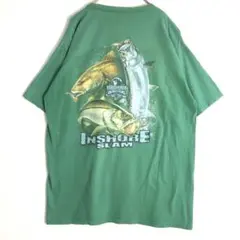 3121　BASS 魚　フィッシュ　半袖　Tシャツ　ビッグプリント　緑