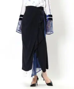 mame SILK LAME PRINT LAYERED WRAP SKIRT
