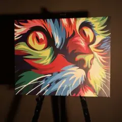 プリントアート 七色のネコ 絵画 インテリア