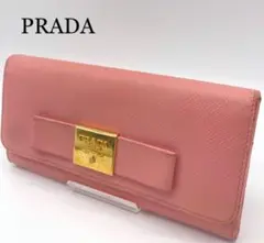 PRADA プラダ ブランド ピンク リボン ロゴ サフィアーノ レディース
