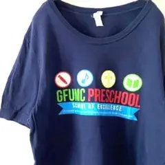 CANVAS GFUMC PRESCHOOL Tシャツ ネイビー 紺色 古着
