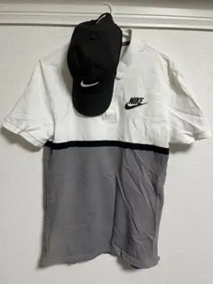 Nike ポロシャツ ホワイト グレー キャップ付き
