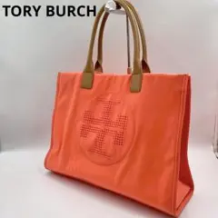 美品　トリーバーチ　トートバッグ　ナイロン　パンチングロゴ　A4可能　オレンジ