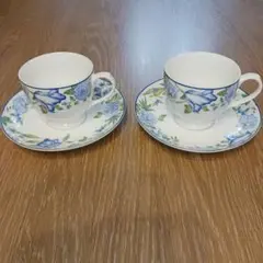 NARUMI 青い花柄 ティーカップ 2個セット