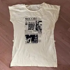 イエロー プリント入り Tシャツ Mサイズ