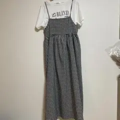 チェック柄キャミソールワンピース