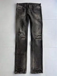 "Pledge" Damaged Black Denim