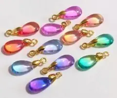 ハンドメイド　コネクターチャーム　ガラスビーズ　ドロップ　しずく　　12個