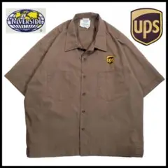 XL/ 美品 USA製 古着 RIVERSIDE 半袖ワークシャツ UPS ロゴ