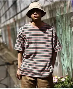 FREAK'S STORE ビッグシルエット マルチボーダークルーネックTシャツ