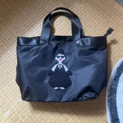 刺繍キャラクター ブラックトートバッグ