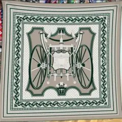 スカーフ　シルクカシミヤ大判ストールホワイト White Green