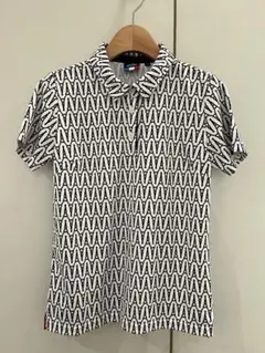 CLUNK クランク 総柄 半袖 ゴルフウェア ポロシャツ レディース M