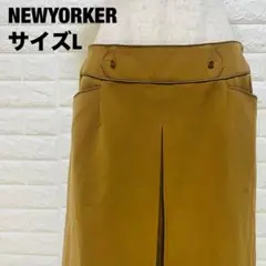 NEWYORKER ブラウン タック入りスカート L 上品 ミディ丈【300】