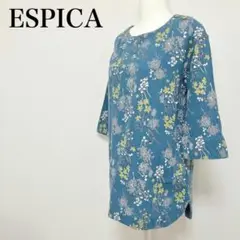 〇 ESPICA エスピカ トップス カットソー 花柄 9分袖 M