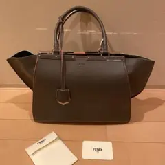 匿名発送☆FENDI フェンディ トロワジュール グレー ハンドバッグ