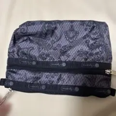 レスポートサック　ダークグレー レース模様 ポーチ
