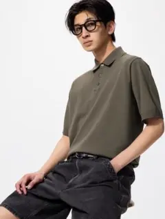 UNIQLO ウォッシャブルニットポロセーター半袖 OLIVE sizeM