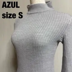 【0026】AZUL ハイネックリブニットトップス グレー Sサイズ