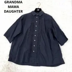 GRANDMA MAMA DAUGHTERブラウス　タック　ネイビー　ゆったり