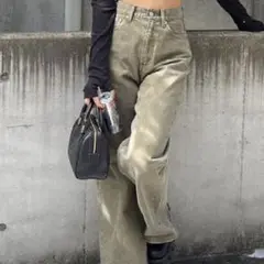 EVRIS シンプルワイドデニムパンツ