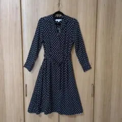 【新品】UNIQLO✕イネス　ネイビードットワンピース　S