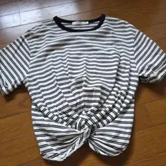 ストライプ ノットデザイン 半袖Tシャツ