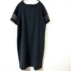 【ヒロミヨシダ】半袖ワンピースLブラックレースフォーマル 卒業入学シンプル