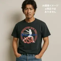 美品 US古着 チャンピオン ヴィンテージ USA 刺繍ロゴ 黒Tシャツ L