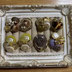 ハンドメイドボタンカボションピアスセット⑥