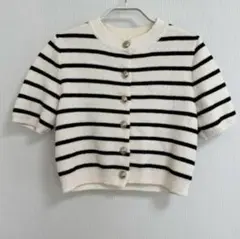 H&M ボーダー　半袖カーディガン　ＸＳ　2025