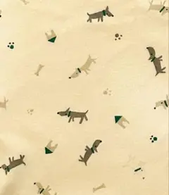 ニット生地 可愛いイヌ柄 118x30 アイボリー