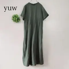 yuw ユウ【 S】半袖 オールインワン　オリーブ　薄手　オーバーサイズ