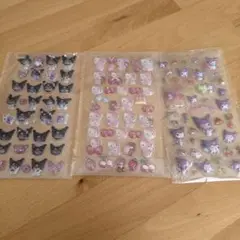 猫とハローキティ風の立体ステッカー3シートセット