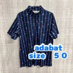 アダバット メンズ サイズ50 ハーフジップ ゴルフポロシャツ パイナップル