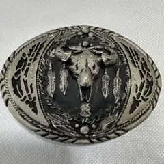 ビンテージ　バッファロー頭部デザイン ベルトバックル　シルバーアクセサリー