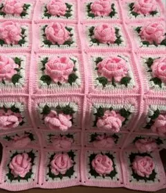 薔薇 グラニースクエア ブランケット