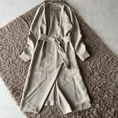 極美品✨B ability BOSCH ノーカラーロングコート　ベルト　ベージュ