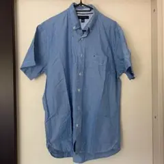 TOMMY HILFIGER 半袖シャツ M 青白ストライプ