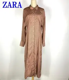 ZARA ザラ 長袖ワンピース ピンク 総柄 花柄 マルチカラー28 C2458