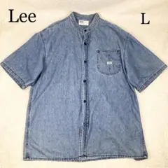 LEE ビッグフィットシャツ バンドカラー デニム インディゴ ノーカラー L
