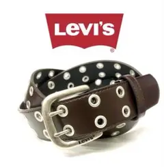 Levi's リーバイス 合成皮革 ダブルピン ベルト チョコ