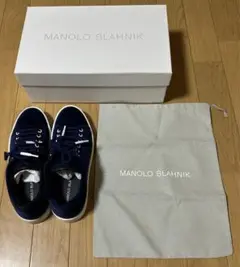 MANOLO BLAHNIK スエード スニーカー ネイビー 24cm
