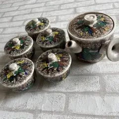 昭和初期　犬山焼き　青山作　煎茶急須　石容道人による絵付け 昭和初期 犬山焼き 青山作 煎茶急須 石容道人による絵付け