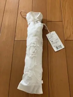 新品★日傘★折りたたみ★麻★リネン★ビーズ刺繍★ナチュラル★日焼け対策★ホワイト