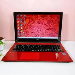 SSDノートパソコンWindows11カメラ付き簡単すぐ使えるPC赤初心者