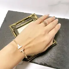 ティファニー Tワイヤー シェル ダイヤ ブレス 750(PG)ローズゴールド