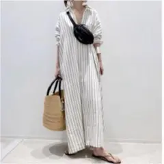 ☆マキシワンピース シャツ ワンピース ストライプ