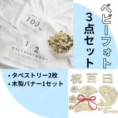 ハーフバースデー　1/2　タペストリー　100日祝い　お食い初め フォトグッズ